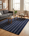 Hampton Stripes Wool Collection Area Rug - Montauk Rectangle Cobalt Blue  lifestyle 9