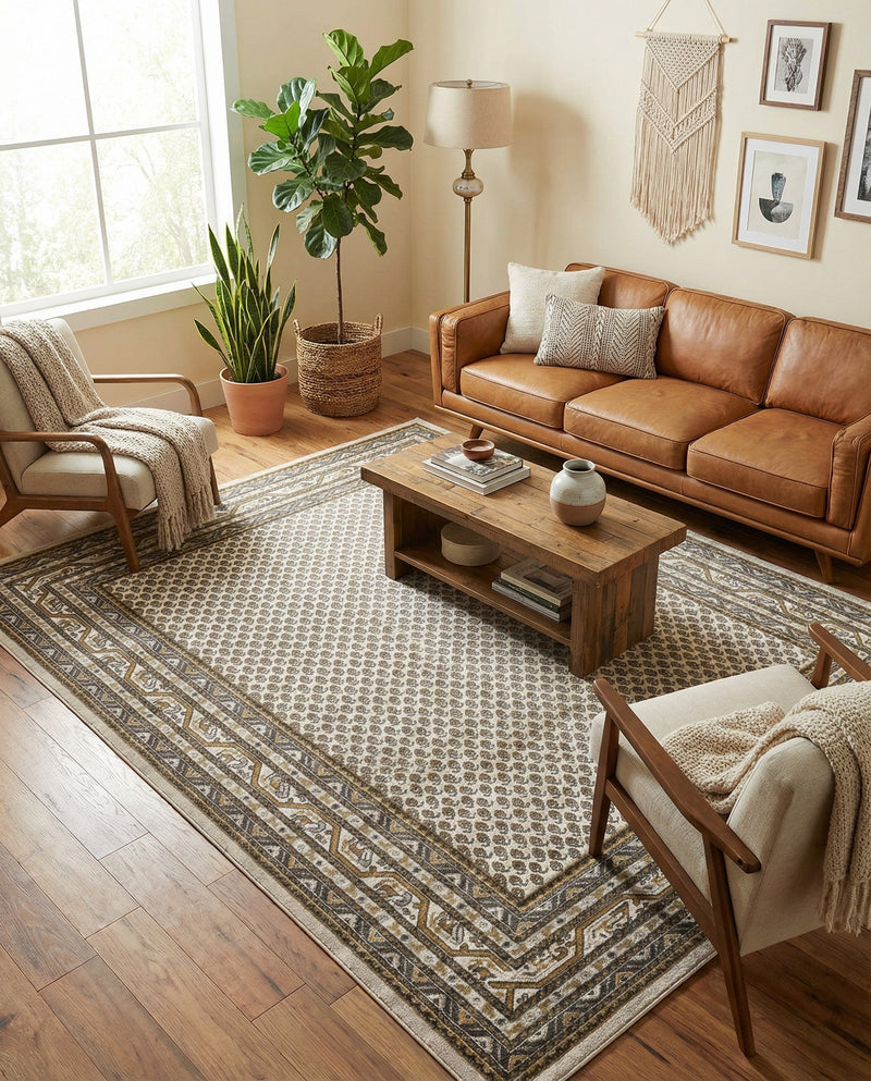 Soho Elegance Collection Area Rug -  Mercer (Beige) Rectangle Beige  lifestyle 16