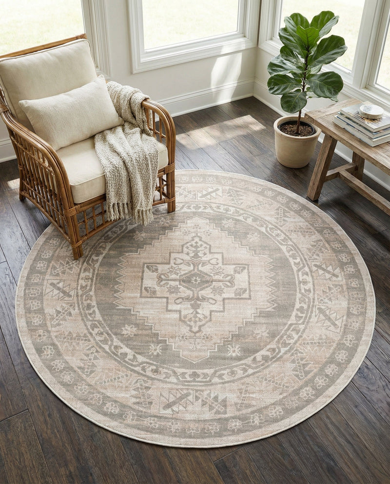 Savannah Series Collection Area Rug -  Augusta (Mink) Round Mink  lifestyle 79