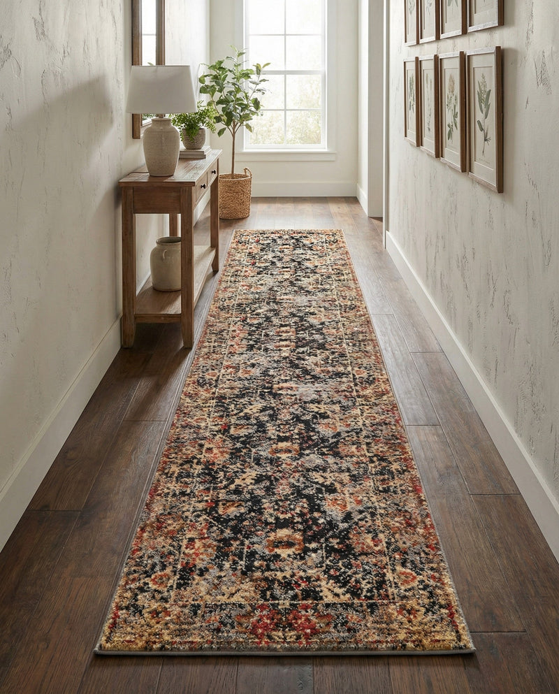Neptune Elegance Collection Area Rug -  Galatea (Black) Runner Black  lifestyle 74