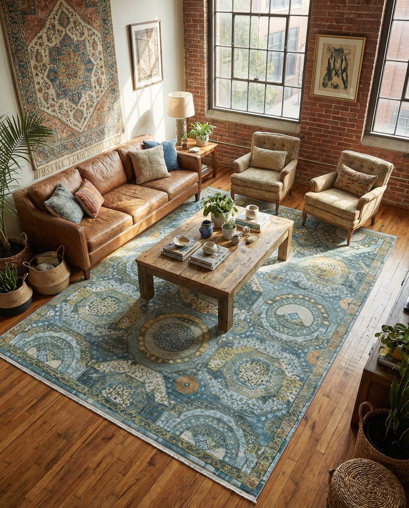 Caribbean Breeze Collection Area Rug -  Lucia Rectangle Light Blue  lifestyle 57