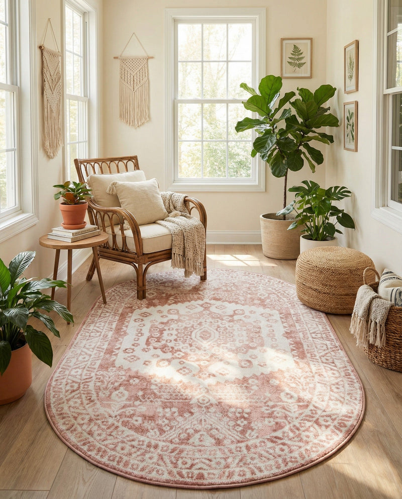 Cambridge Classics Collection Area Rug -  Pembroke (Pink) Oval Pink  lifestyle 60