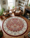 Persian Elegance Collection Area Rug -  Kerman (Burgundy) Round Burgundy  lifestyle 37