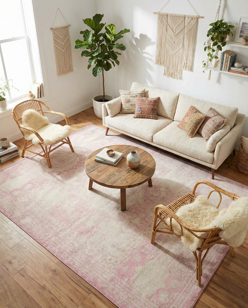 Dover Terrace Collection Area Rug -  Lagoon (Pink) Rectangle Pink  lifestyle 4