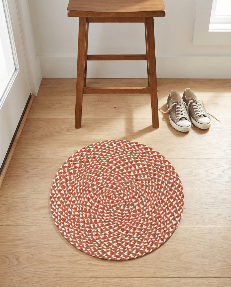 Highland Woven Jute Collection Area Rug - Glenmore (Rust Red) Round Rust Red  lifestyle 71