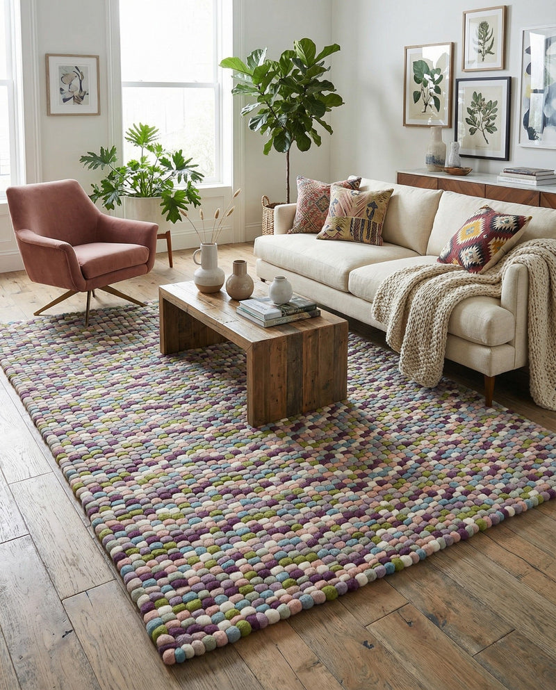 Woolen Sphere Collection Area Rug - Orbsburg (Pink and Purple) Rectangle Pink and Purple  lifestyle 4