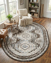 Savannah Elegance Collection Area Rug -  Tybee (Gray) Oval Gray  lifestyle 73