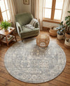 Seville Stripes Collection Area Rug -  Granada (Gray) Round Gray  lifestyle 60