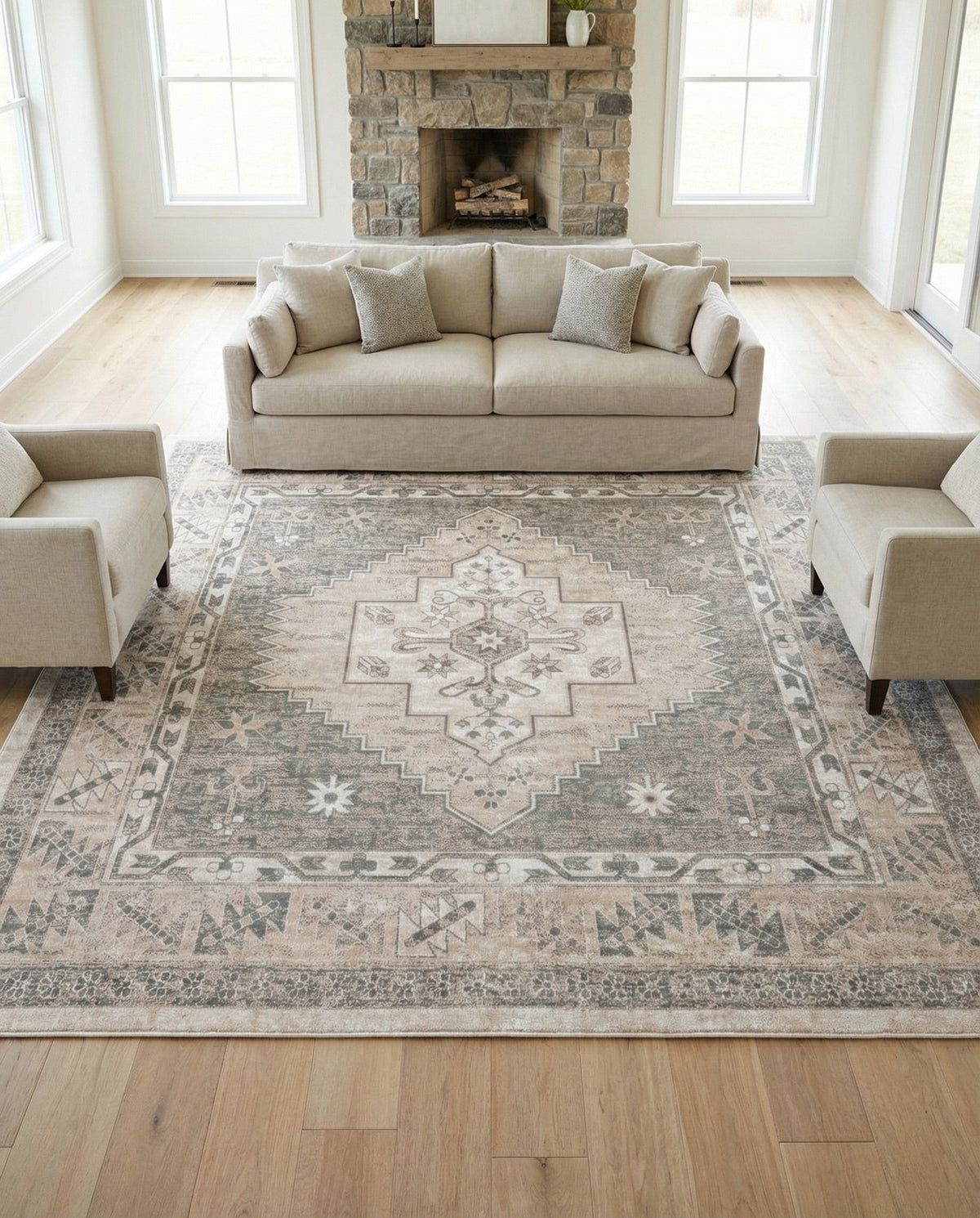 Savannah Series Collection Area Rug -  Augusta (Mink) Square Mink  lifestyle 104