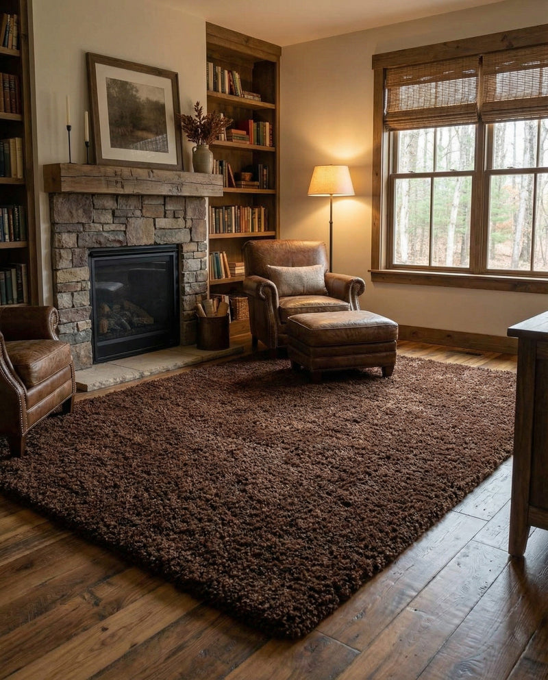 Plush Oasis Collection Area Rug - Serenity (Chocolate Brown) Rectangle Chocolate Brown  lifestyle 25