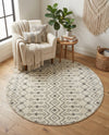 Mediterranean Lattice Collection Area Rug - Santorini (Ivory and Gray) Round Ivory and Gray  lifestyle 67