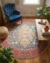 Heritage Elegance Collection Area Rug -  Hearst Round Navy Blue  lifestyle 46