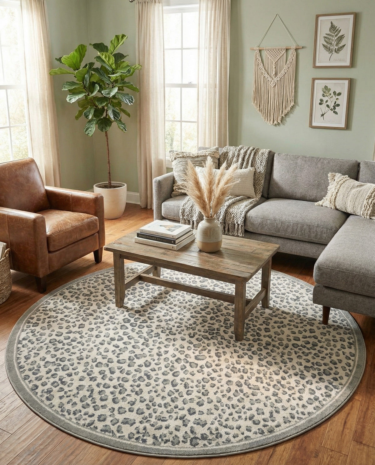 Savannah Sojourn Collection Area Rug - Serengeti Round Gray  lifestyle 164