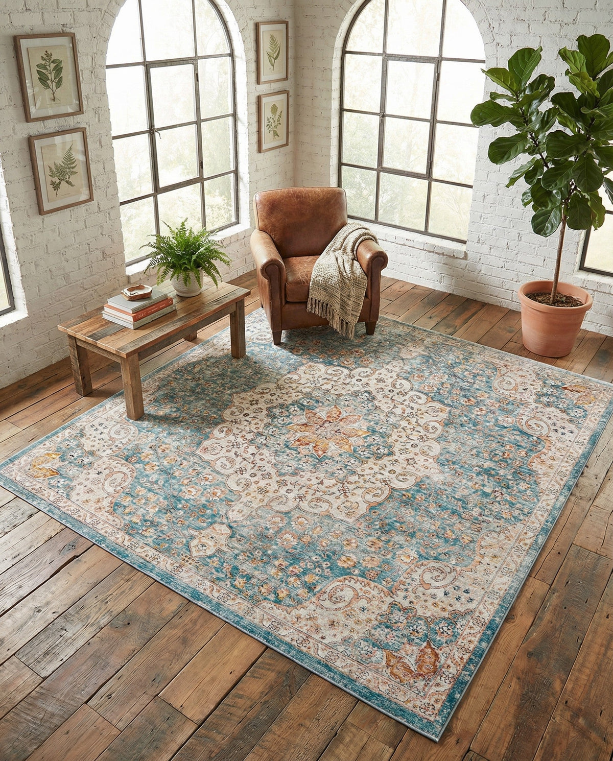 Coastal Haven Collection Area Rug - Seabreeze (Blue) Square Blue  lifestyle 109