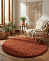 Plush Oasis Collection Area Rug - Serenity (Terracotta) Round Terracotta  lifestyle 78