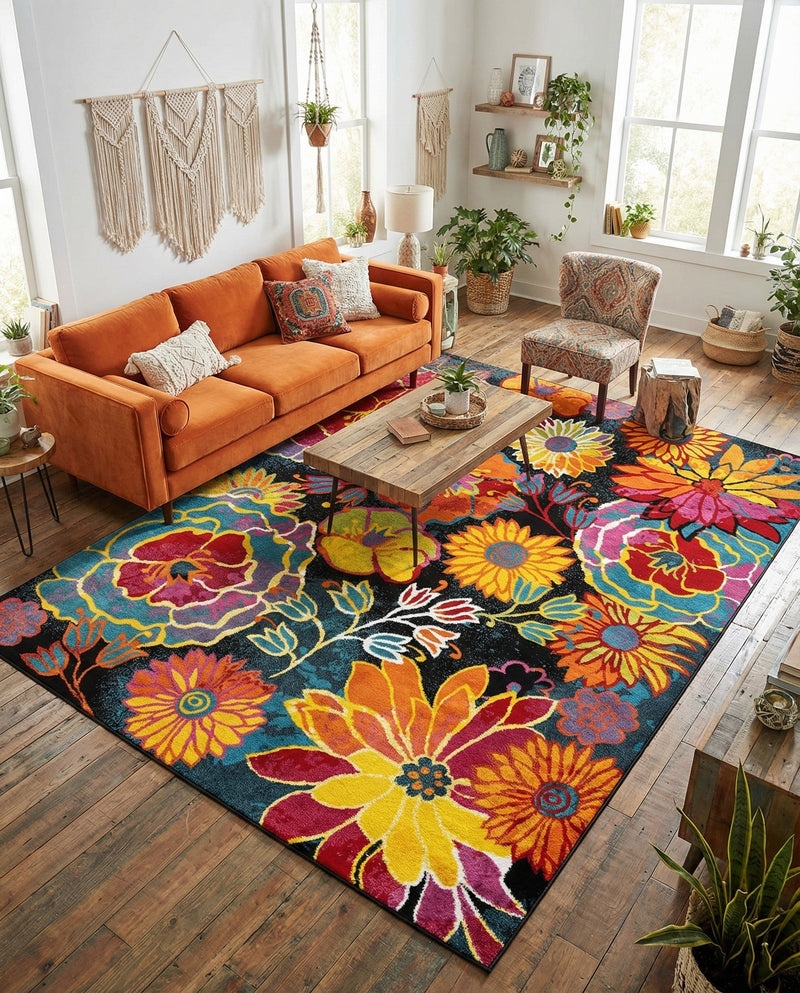 Venetian Elegance Collection Area Rug -  Accademia Rectangle Black  lifestyle 40