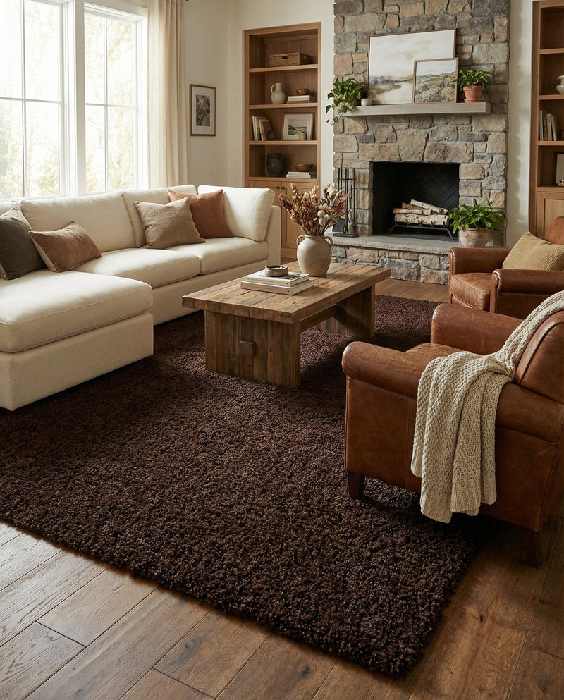Plush Oasis Collection Area Rug - Serenity (Chocolate Brown) Rectangle Chocolate Brown  lifestyle 26