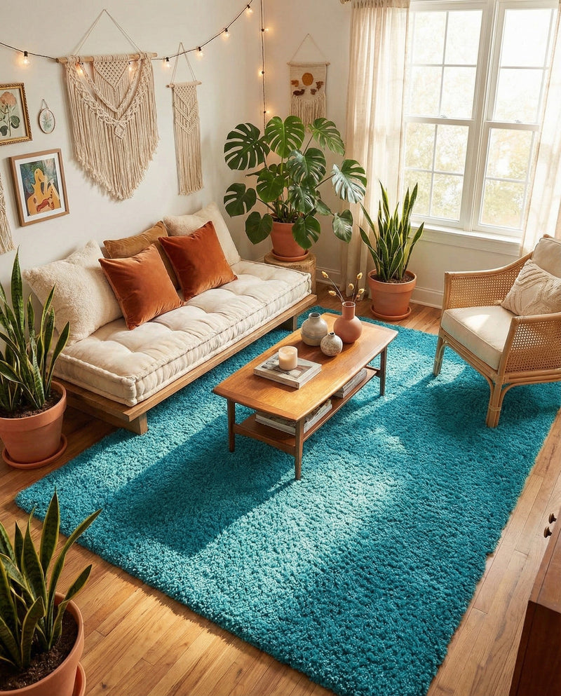 Plush Oasis Collection Area Rug - Serenity (Turquoise) Rectangle Turquoise  lifestyle 18