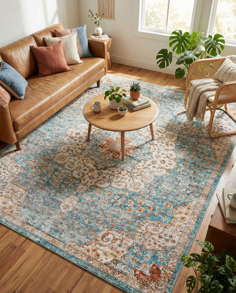 Coastal Haven Collection Area Rug - Seabreeze (Blue) Rectangle Blue  lifestyle 22