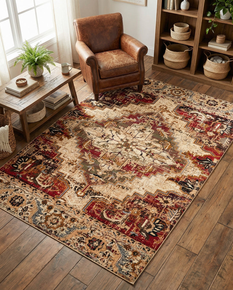 Neptune Elegance Collection Area Rug -  Naiad Rectangle Burgundy Beige  lifestyle 8