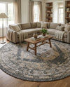 Patio Heritage Collection Area Rug -  Augusta (Charcoal) Round Charcoal  lifestyle 70