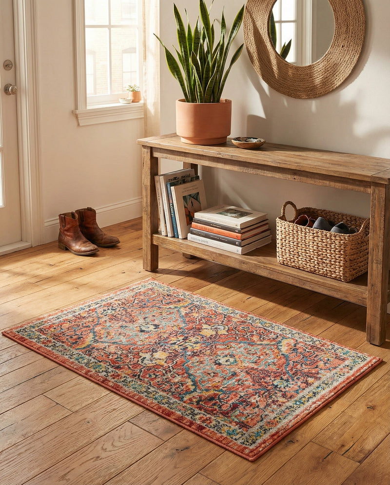 Seville Stripes Collection Area Rug -  Malaga (Brick Red) Rectangle Brick Red  lifestyle 36