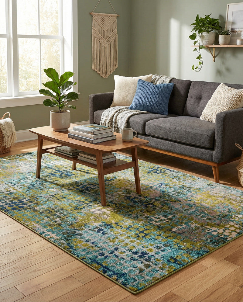 Chromatic Oasis Collection Area Rug -  Tropic Rectangle Blue Green  lifestyle 20