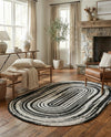 Woven Udaipur Collection Area Rug - Jaipur Oval Black and White  lifestyle 52