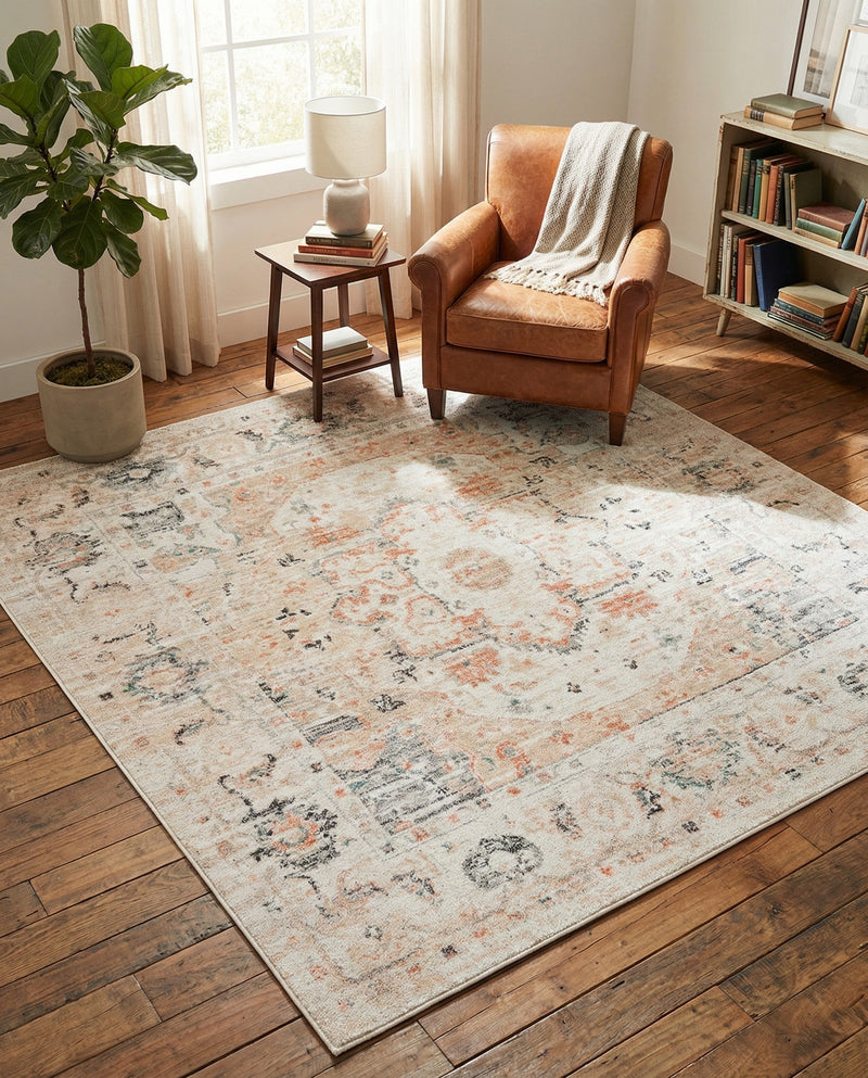 Parisian Elegance Collection Area Rug - Versailles (Ivory) Square Ivory  lifestyle 52