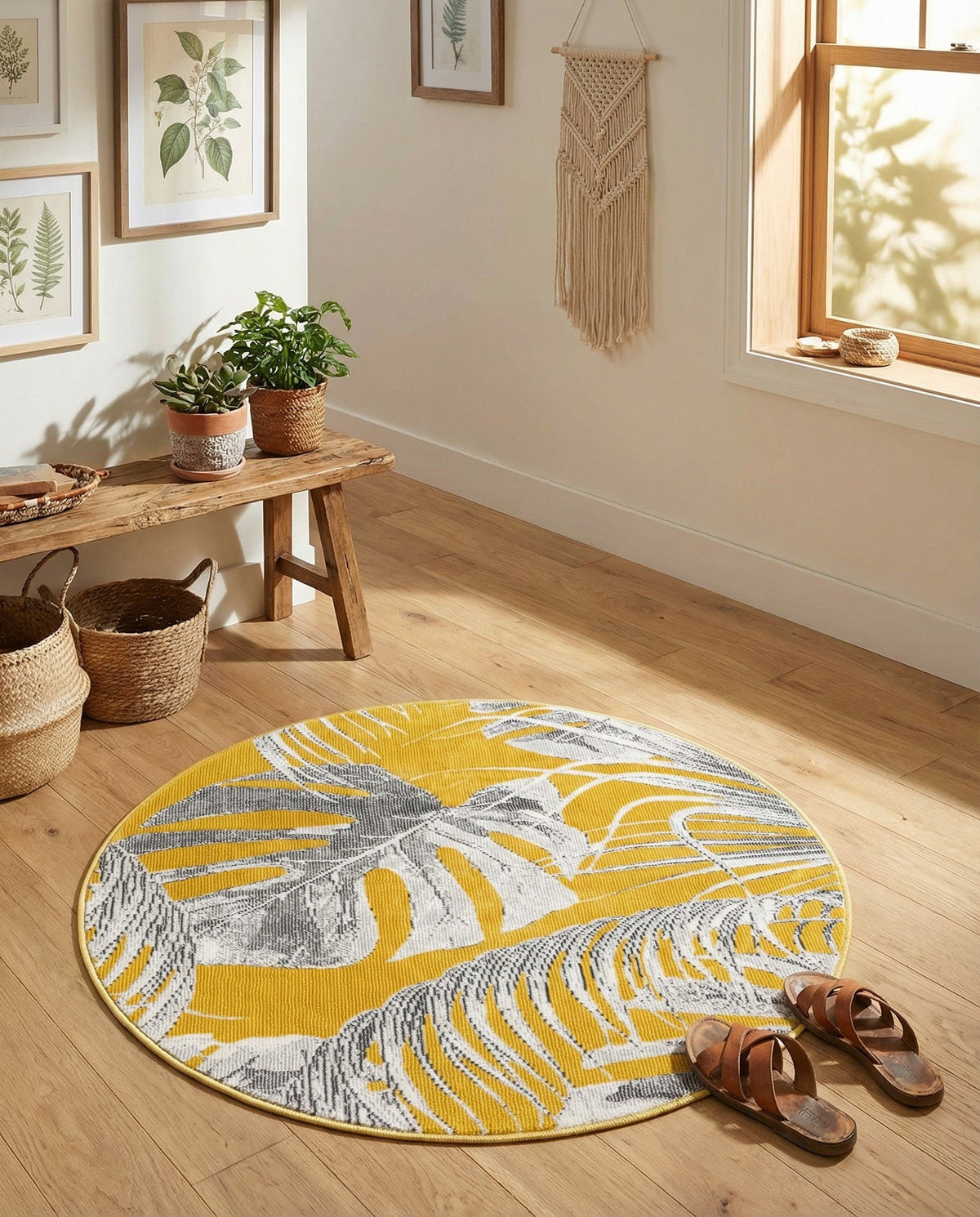 Meadow Breeze Collection Area Rug -  Clover Round Yellow  lifestyle 179