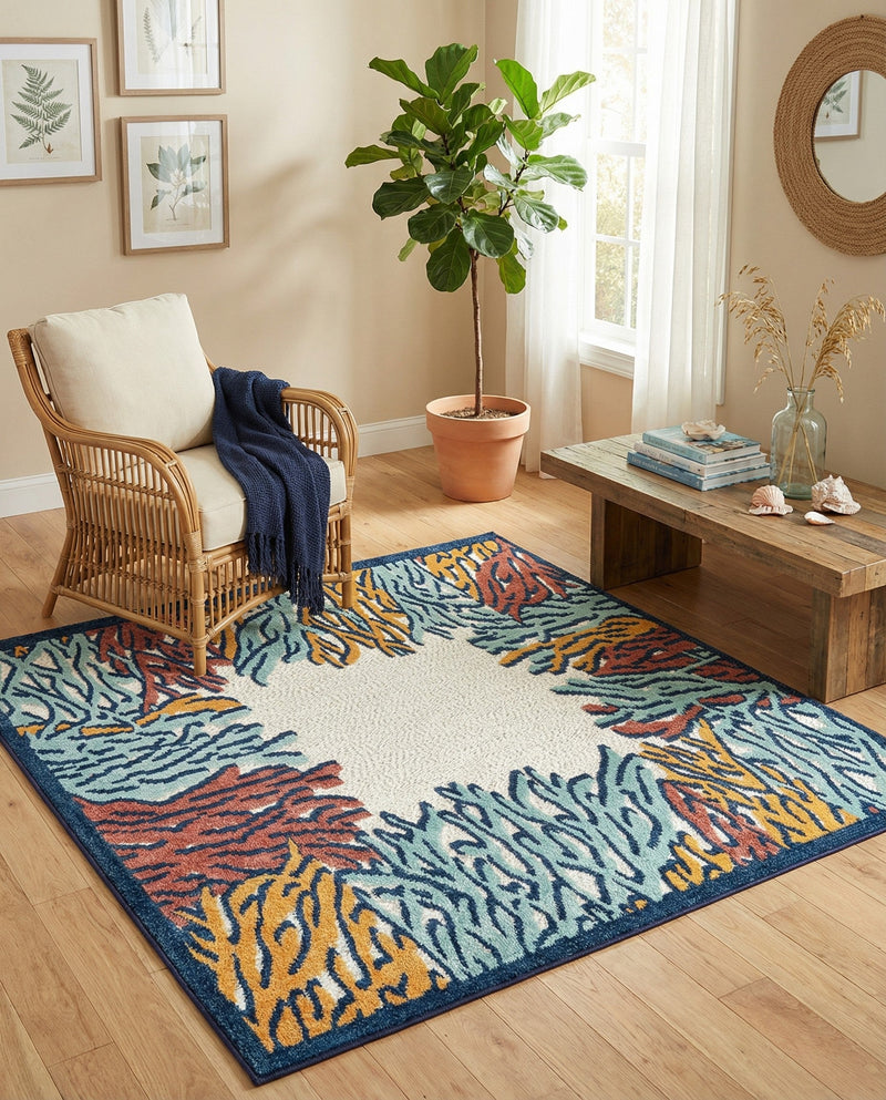 Caribbean Terrace Collection Area Rug -  Tortola Square Multi  lifestyle 32
