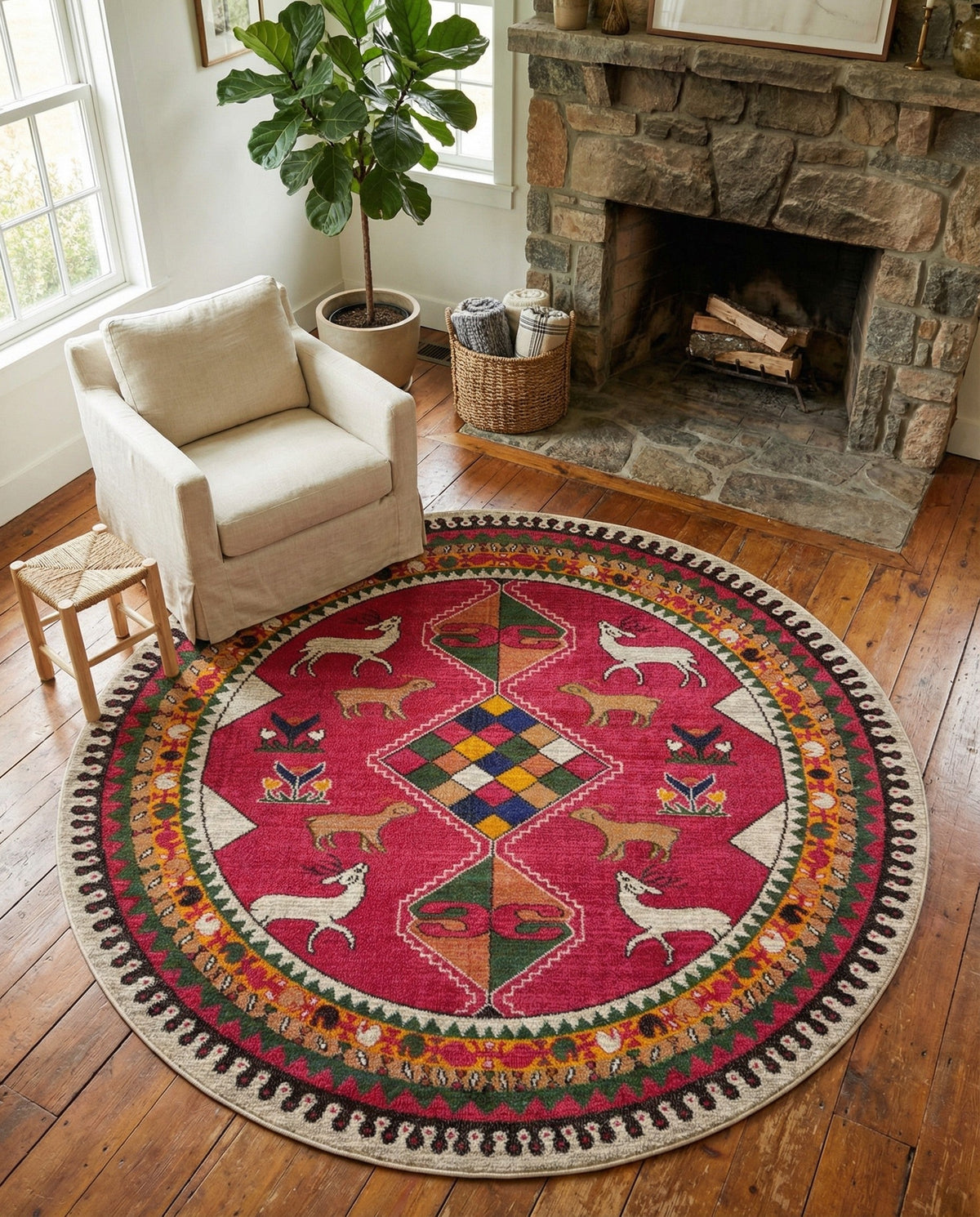 Sedona Vista Collection Area Rug -  Nolina Round Pink  lifestyle 100