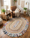 Osian Looms Collection Area Rug - Kathmandu Oval Multi White  lifestyle 63
