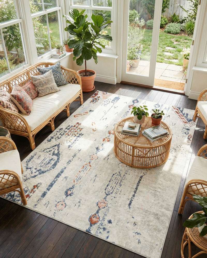 Aegean Elegance Washables Collection Area Rug -  Zakynthos Rectangle Ivory Gray  lifestyle 30