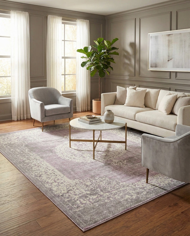 Rustic Charm Revival Collection Area Rug -  Meadowland Rectangle Purple  lifestyle 30
