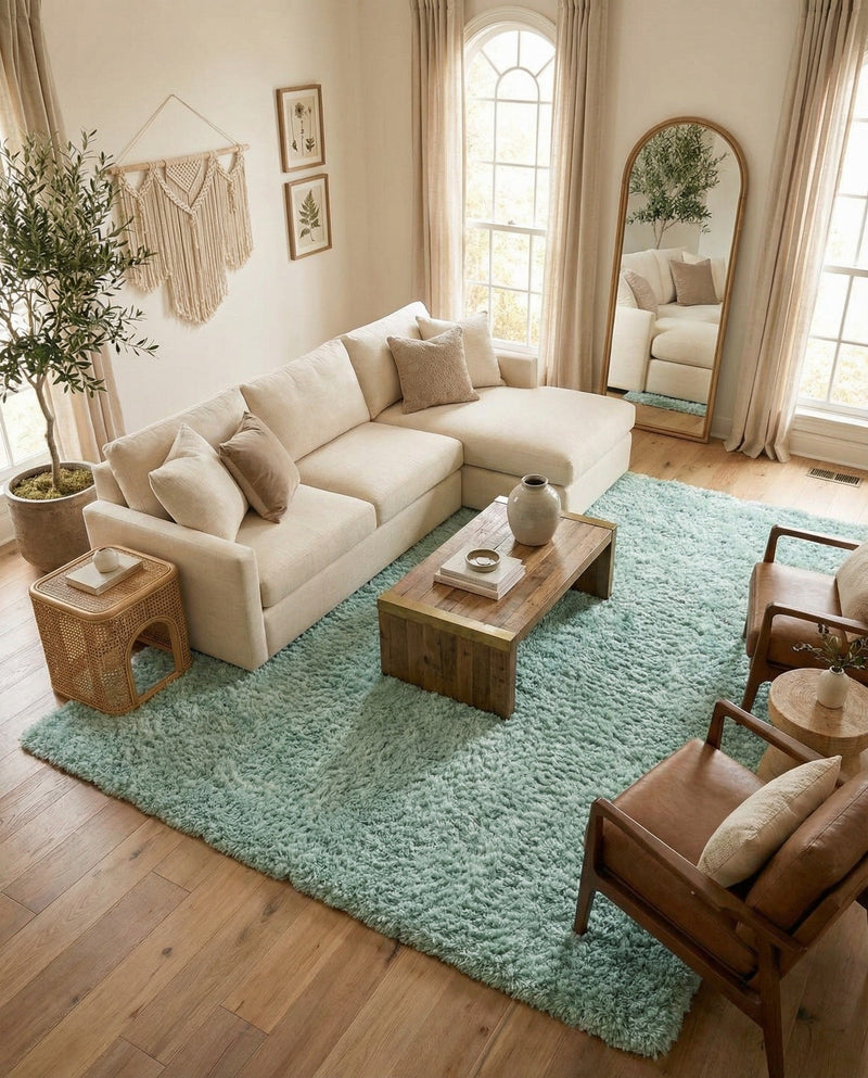 Eternal Plush Oasis Collection Area Rug -  Tranquility (Cyan) Rectangle Cyan  lifestyle 15