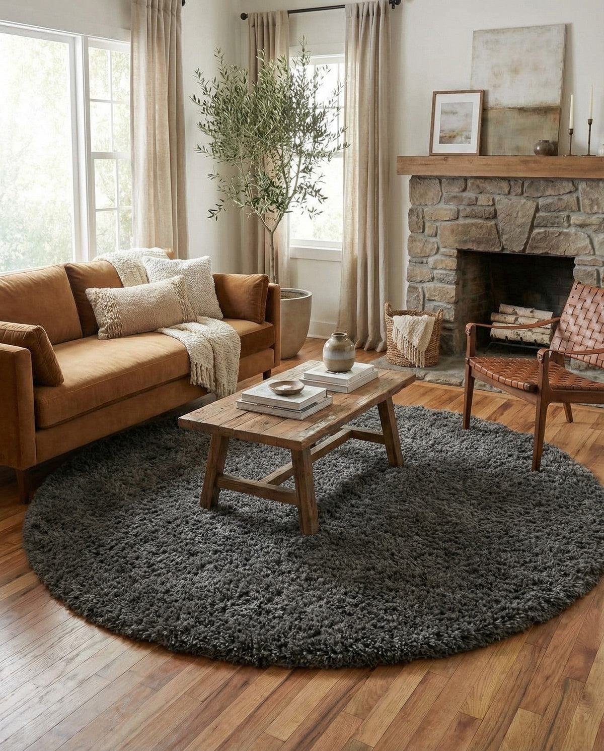 Majestic Manor Collection Area Rug - Versailles (Slate) Round Slate  lifestyle 86