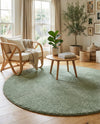 Solid Shag Seaside Collection Area Rug - Azure Cove (Light Blue) Round Sea Salt Blue  lifestyle 24