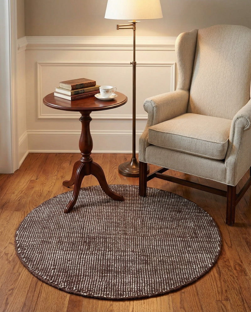 Berkshire Estate Collection Area Rug - Windsor (Mocha Brown) Round Mocha Brown  lifestyle 20