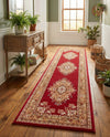 Tabriz Tapestry Collection Area Rug - Azerbaijan (Burgundy) Runner Burgundy  lifestyle 58