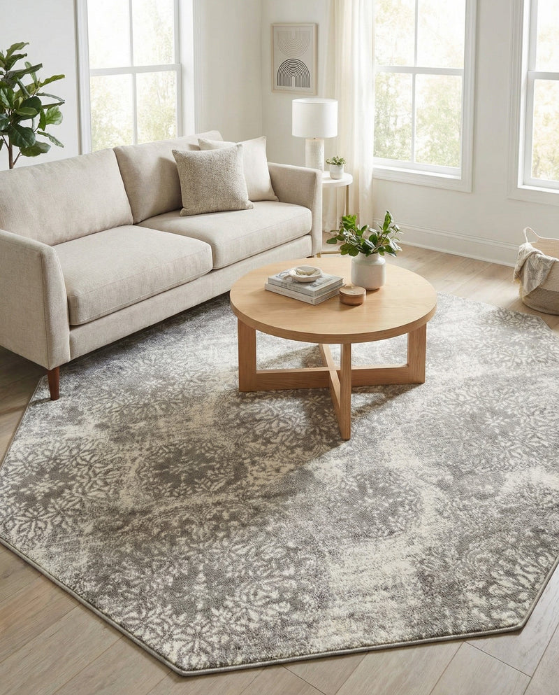 Riviera Elegance Collection Area Rug -  Monaco (Light Gray) Octagon Light Gray  lifestyle 69