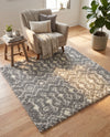 Berber Lattice Shag Collection Area Rug - Atlas (Gray) Square Gray  lifestyle 73