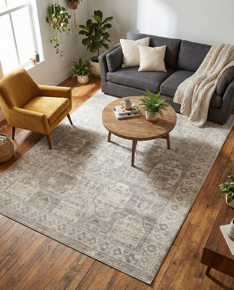 Seville Stripes Collection Area Rug -  Granada (Gray) Rectangle Gray  lifestyle 20