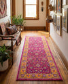 Casablanca Tapestry Collection Area Rug -  Marrakech (Berry Pink) Runner Berry Pink  lifestyle 48