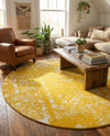Brighton Stripes Collection Area Rug - Sussex (Yellow) Round Yellow  lifestyle 53