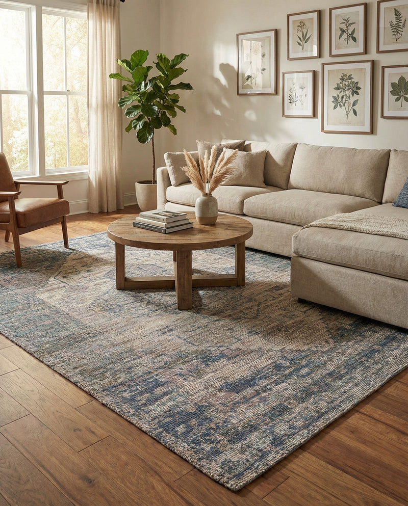 Savannah Threads Collection Area Rug - Sahara Rectangle Blue  lifestyle 27