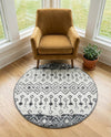 Mediterranean Lattice Collection Area Rug -  Casablanca (Ivory and Gray) Round Ivory and Gray  lifestyle 32