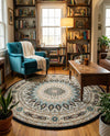 Persian Elegance Collection Area Rug -  Hamedan (Navy Blue) Round Navy Blue  lifestyle 75