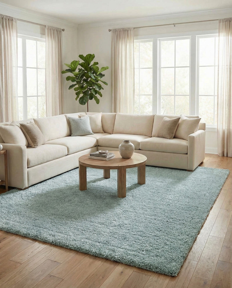 Cozy Comfort Shag Collection Area Rug - Haven (Sage Green) Rectangle Sage Green  lifestyle 16