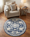 Dover Terrace Collection Area Rug -  Lagoon (Ivory and Blue) Round Ivory and Blue  lifestyle 22